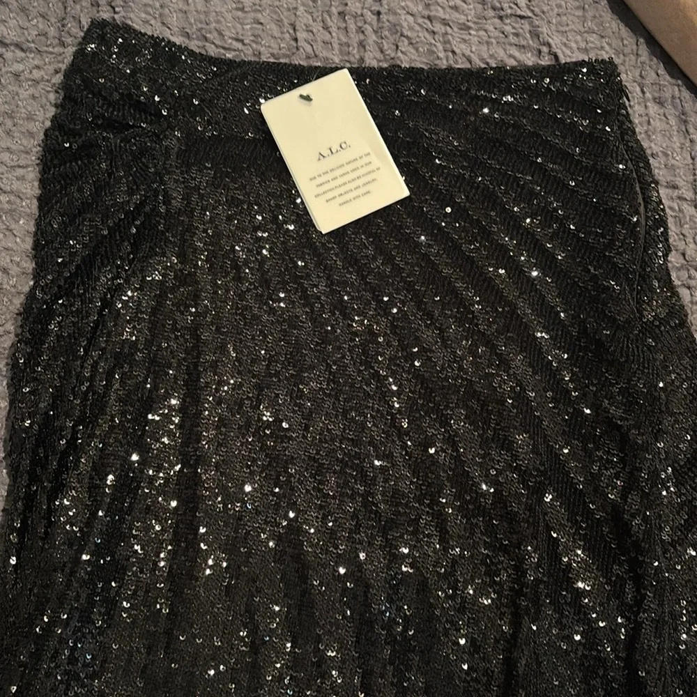 A.L.C. Tori asymmetric pleated sequined tulle midi skirt sz 2 NWT - Picture 6 of 13